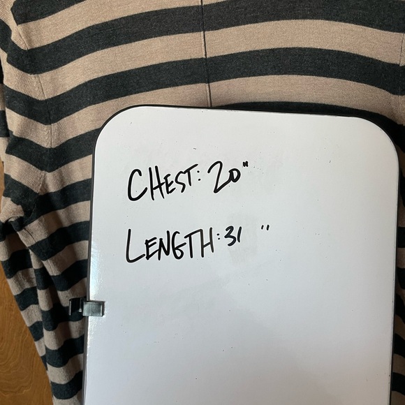 Ann Taylor Loft Open Striped Cardigan Ivory Grey Large - Picture 6 of 6